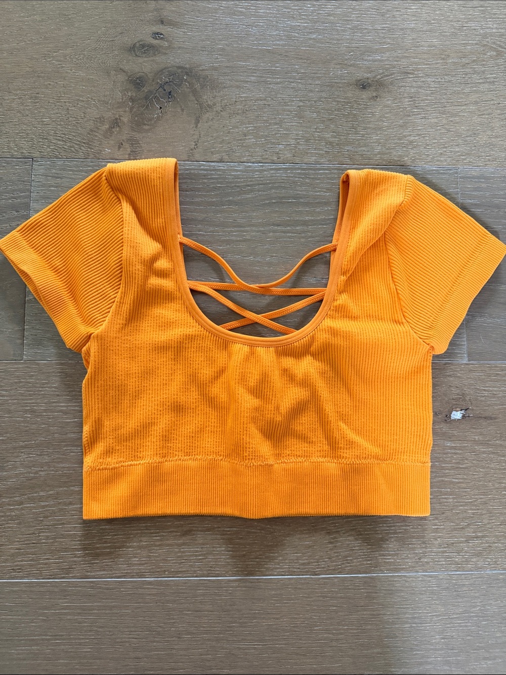 Aerie Ribbed Crisscross Back Crop Top - Orange